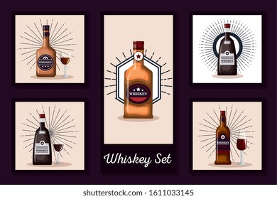 designs of bottles whiskey liquor vector illustration design