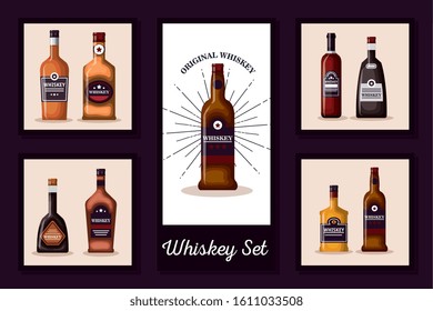 designs of bottles whiskey liquor vector illustration design
