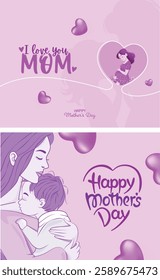 Designs celebrating joy and love for Mother's Day, featuring vibrant colors and heartfelt messages. Perfect for cards, gifts, and digital posts. Modern styles for family celebrations and special occas