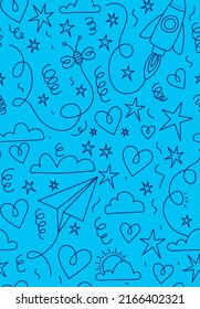 designs childish doodle in blue background