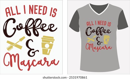 Designs for Coffee T-shirts, Illustration for Print-On-Demand Tee, Cute Clothing, Cute Kawaii Cup Cartoon Character on a T-shirt template - Vector 