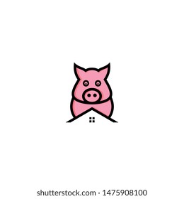 designs the concept of the cute house pig logo