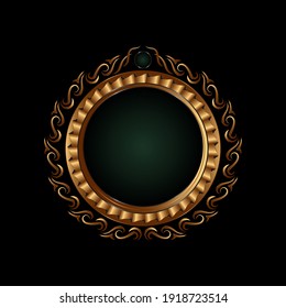 Designs for creating medals, logos, ornaments. Retro combination design on black background