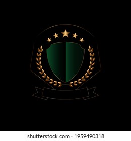 Designs for creating medals, logos, ornaments. Retro combination design on black background