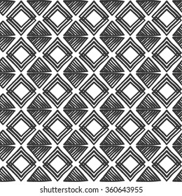 Designs for fabric and printing.Black and white tribal slavic folks vector seamless pattern. Geometric print. Ethnic hipster backdrop. Hand drawn.