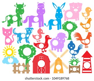 Designs of farm animal with circle in the middle, perfect for adding a letter or monogram.
