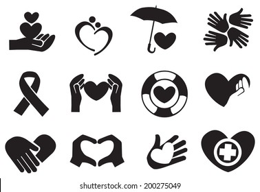 Designs for love and community care icons. Vector illustration.