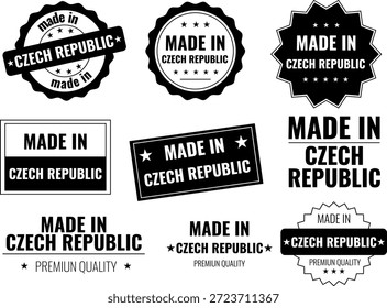 Diseños de etiquetas e íconos hechos en la República Checa para productos que muestren procedencia y calidad