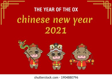 Designs for the needs of the Chinese New Year, the year of the ox, with the design of the cow character that is made cute and adorable