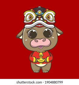 Designs for the needs of the Chinese New Year, the year of the ox, with the design of the cow character that is made cute and adorable