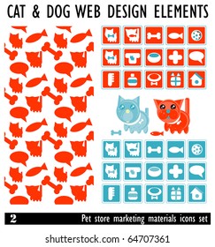 Designs of Pets and Other Related Items - Vector. Pet Store marketing materials. Icons set