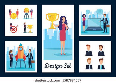 designs set of business people and icons vector illustration design