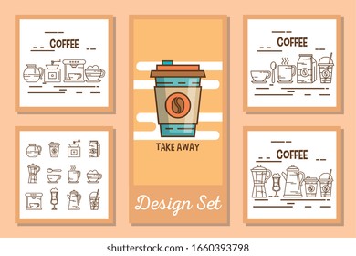 designs set of coffee drink icons vector illustration design