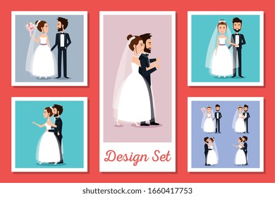 designs set of couples married vector illustration design