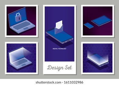 designs set of digital technology vector illustration design