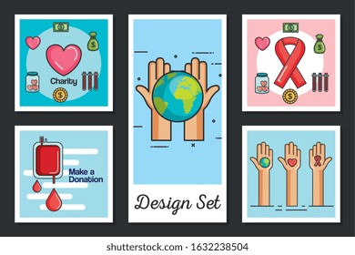 designs set of make a donation with icons vector illustration design