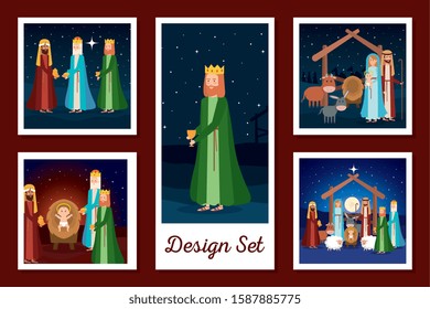 designs set of manger characters vector illustration design