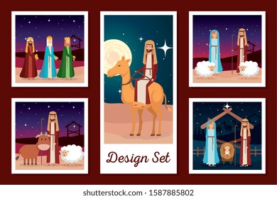 designs set of manger characters vector illustration design