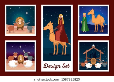 designs set of manger characters vector illustration design