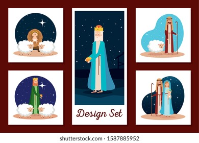 designs set of manger characters vector illustration design