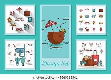 designs set of summer icons vector illustration design