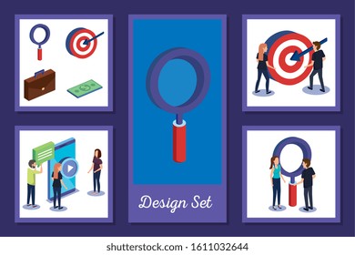 designs set teamwork with people and icons vector illustration design