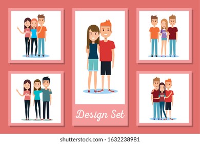 designs set of young people vector illustration design