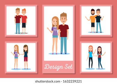 designs set of young people vector illustration design