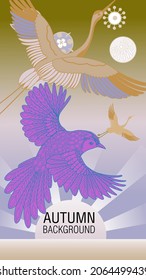 Designs templates of summer and autumn background. Seasons poster, flyer, invitation, card. Vector Illustration