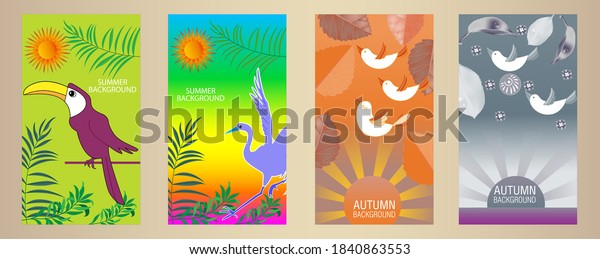 Designs Templates Summer Autumn Background Seasons Stock Vector ...
