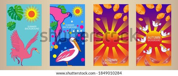 Designs Templates Summer Autumn Background Seasons Stock Vector ...