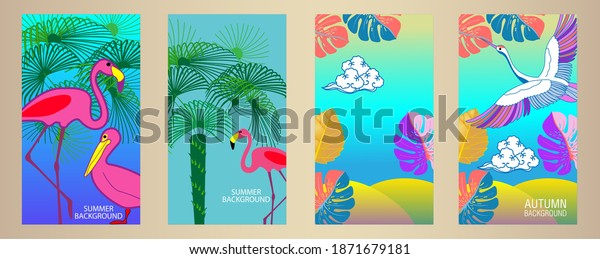 Designs Templates Summer Autumn Background Seasons Stock Vector ...