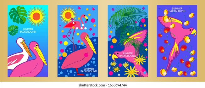 Designs templates of summer background. Summer poster, flyer, invitation, card. Vector Illustration