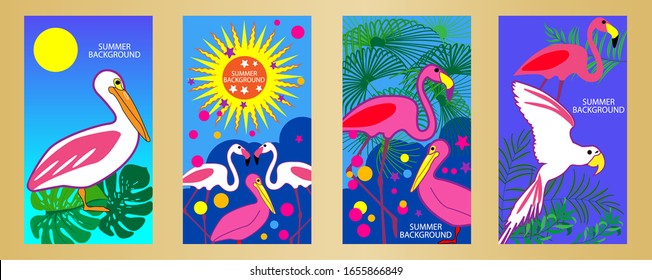 Designs templates of summer background. Summer poster, flyer, invitation, card. Vector Illustration