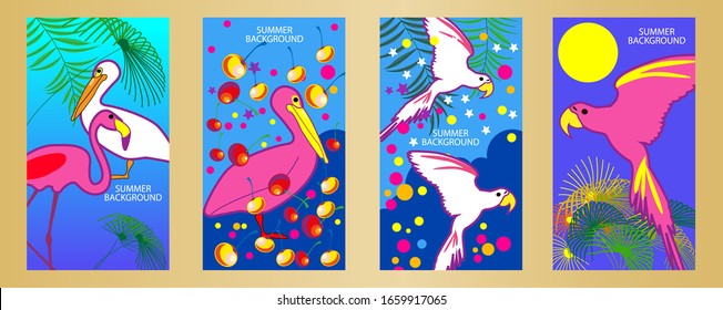 Diseña plantillas de fondo de verano. Afiche de verano, volante, invitación, tarjeta. Ilustración vectorial