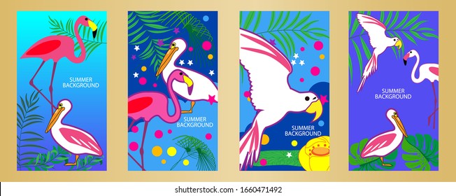 Diseña plantillas de fondo de verano. Afiche de verano, volante, invitación, tarjeta. Ilustración vectorial