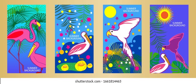 Diseña plantillas de fondo de verano. Afiche de verano, volante, invitación, tarjeta. Ilustración vectorial