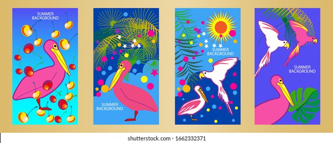 Diseña plantillas de fondo de verano. Afiche de verano, volante, invitación, tarjeta. Ilustración vectorial