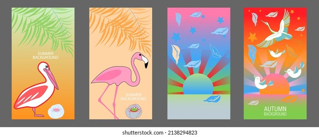 Diseña plantillas de fondo de verano y primavera. Cartel de temporada, volante, invitación, tarjeta. Ilustración vectorial