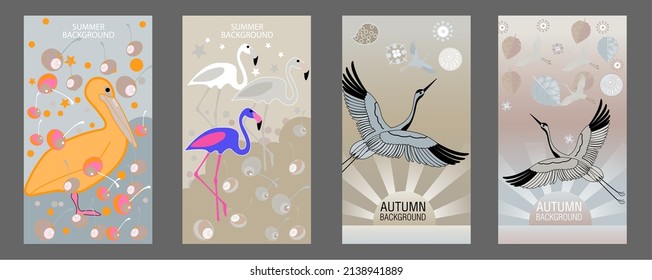 Designs templates of summer and spring background. Seasons poster, flyer, invitation, card. Vector Illustration