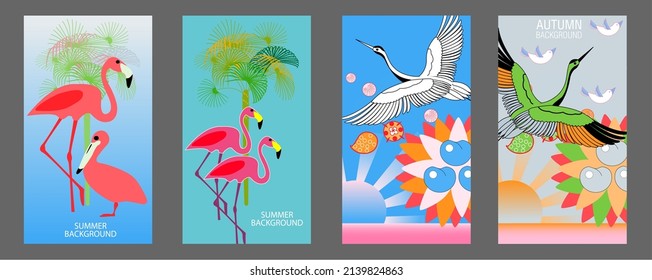 Designs templates of summer and spring background. Seasons poster, flyer, invitation, card. Vector Illustration
