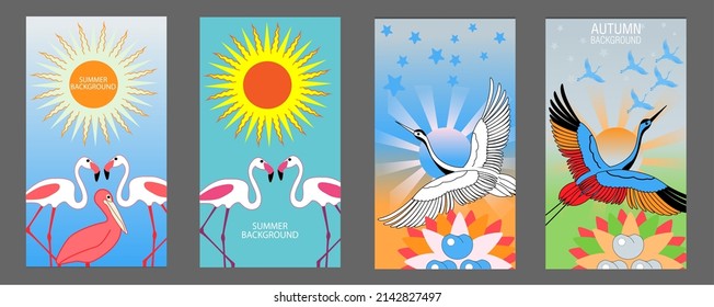 Designs Vorlagen von Sommer und Frühling Hintergrund. Seasons Poster, Flyer, Einladung, Karte. Vektorgrafik
