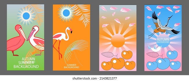 Designs templates of summer and spring background. Seasons poster, flyer, invitation, card. Vector Illustration
