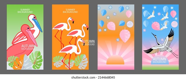 Designs templates of summer and spring background. Seasons poster, flyer, invitation, card. Vector Illustration
