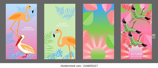 Designs templates of summer and spring background. Seasons poster, flyer, invitation, card. Vector Illustration
