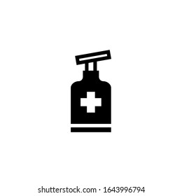 Desinfectant icon vector in black flat shape design isolated on white background
