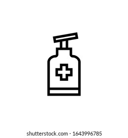 Vector de icono desinfectante en forma lineal, estilo de contorno aislado en fondo blanco
