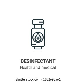 Desinfectant outline vector icon. Thin line black desinfectant icon, flat vector simple element illustration from editable health and medical concept isolated stroke on white background