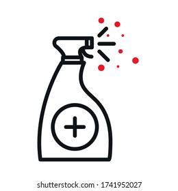 Desinfectant spray with cross line bicolor style icon design of Medical care and covid 19 virus theme Vector illustration