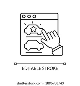 Desirable linear icon. Pleasing brand product. Customer interest and satisfaction. Thin line customizable illustration. Contour symbol. Vector isolated outline drawing. Editable stroke